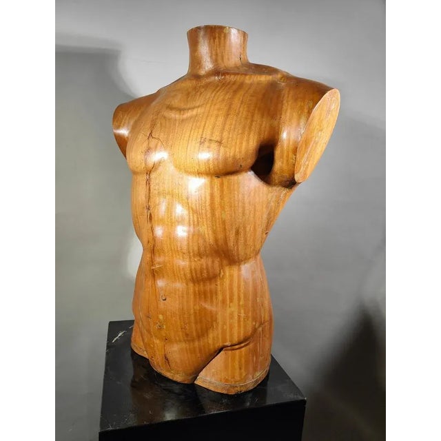 French Wooden Male Torso, 1950s For Sale - Image 10 of 13