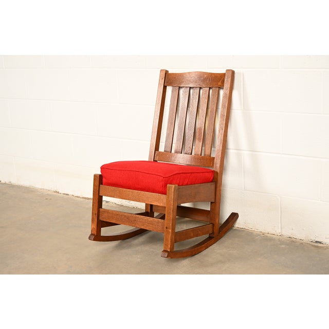 L. & J. G. Stickley Antique Mission Oak Arts & Crafts Rocking Chair, Circa 1910 For Sale - Image 14 of 14