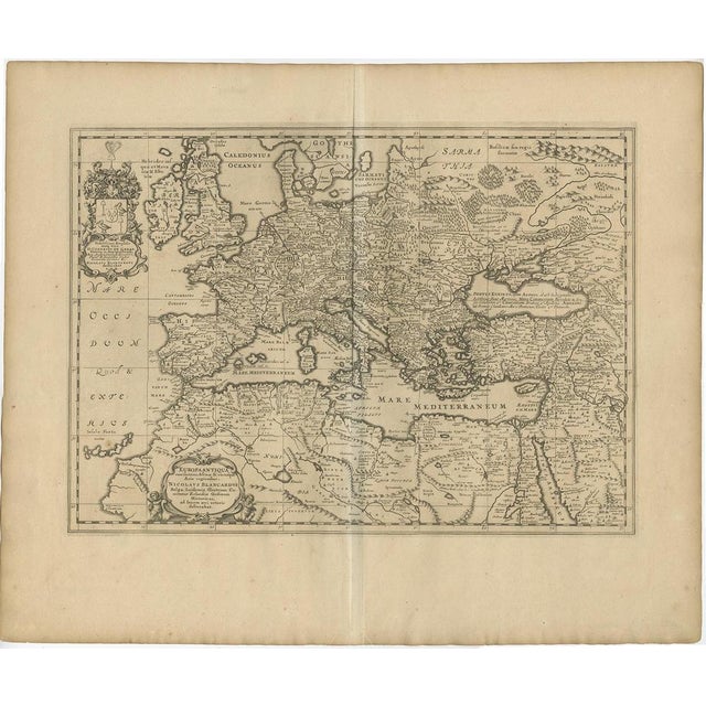 Ancient Europe Map 1652, Europa Antiqua – Nicolas Blancardus, Roman World : This uncommon mid-17th-century map of ancient...