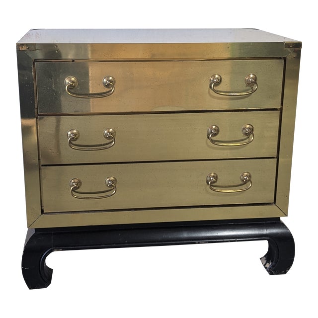 Vintage Brass Ming Style 3 Drawer Chest For Sale