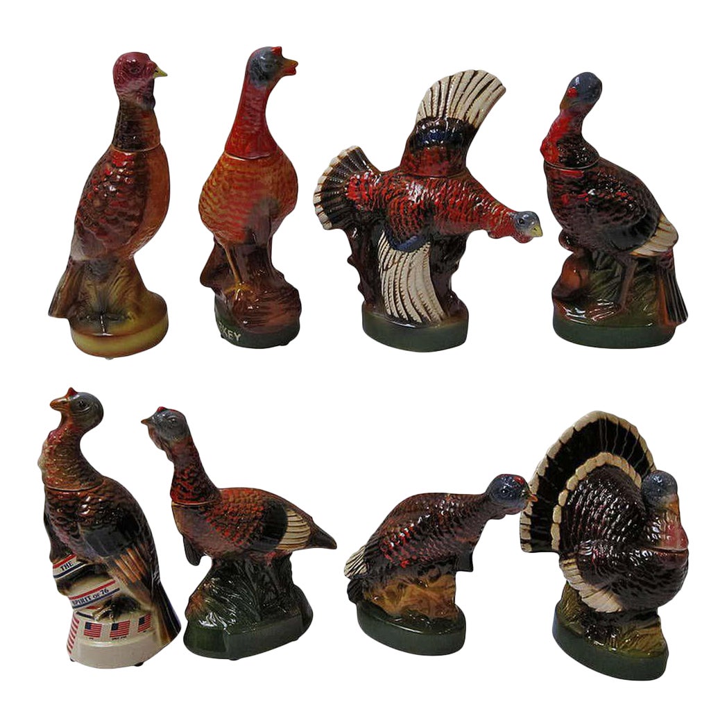 Set of Eight Large Wild Turkey Decanters Chairish