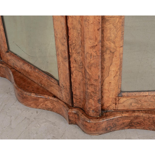 English Victorian Burl Walnut Serpentine Marble Top Sideboard For Sale - Image 11 of 12