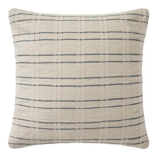 Amber Lewis x Loloi Belmont Cream / Blue 22" x 22" Cover Only Pillow For Sale