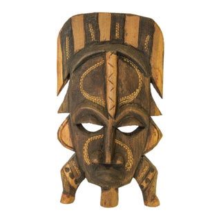 African Ghana Wood Decorative Mask Wall Sculpture For Sale