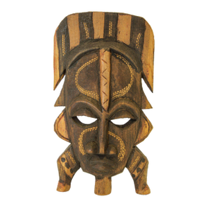 African Ghana Wood Decorative Mask Wall Sculpture
