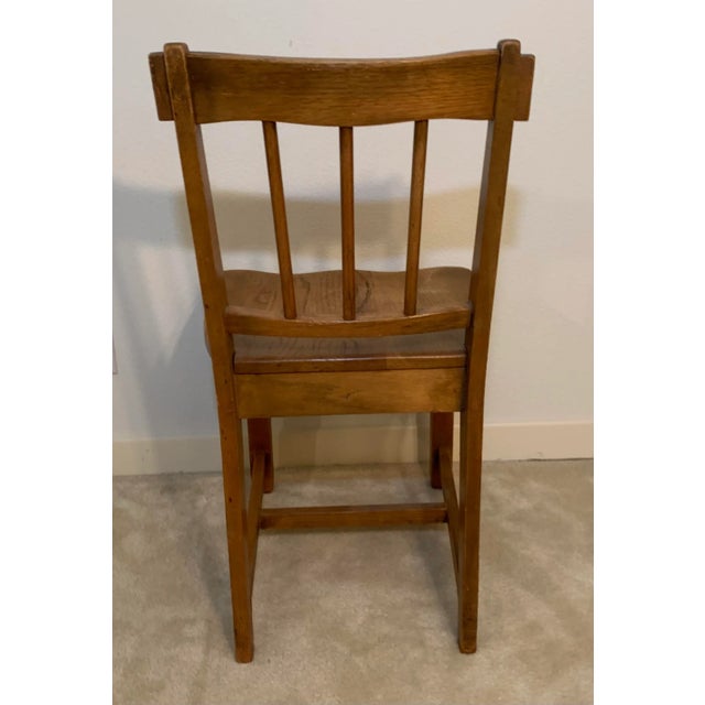 American Early 20th Century Vintage Early American Oak Chair For Sale - Image 3 of 8
