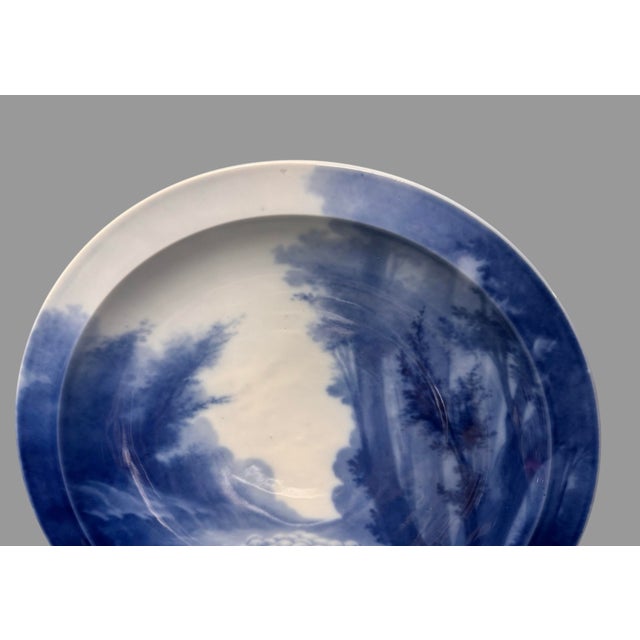 Antique French Hand Painted Porcelain Scenic 15.75" Landscape Charger with Sheep Artist signed along the lower left side...