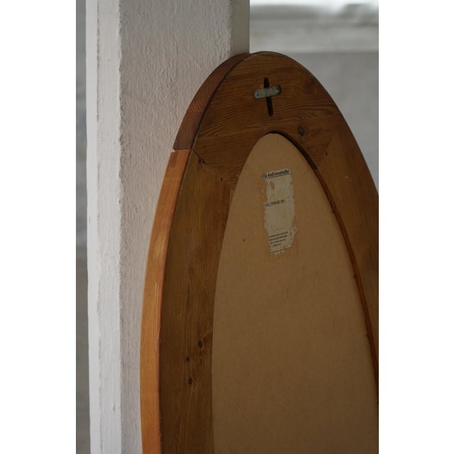 Gold Large Oval Wall Mirror in Pine by Glasmäster Markaryd, Sweden, 1960s For Sale - Image 8 of 17