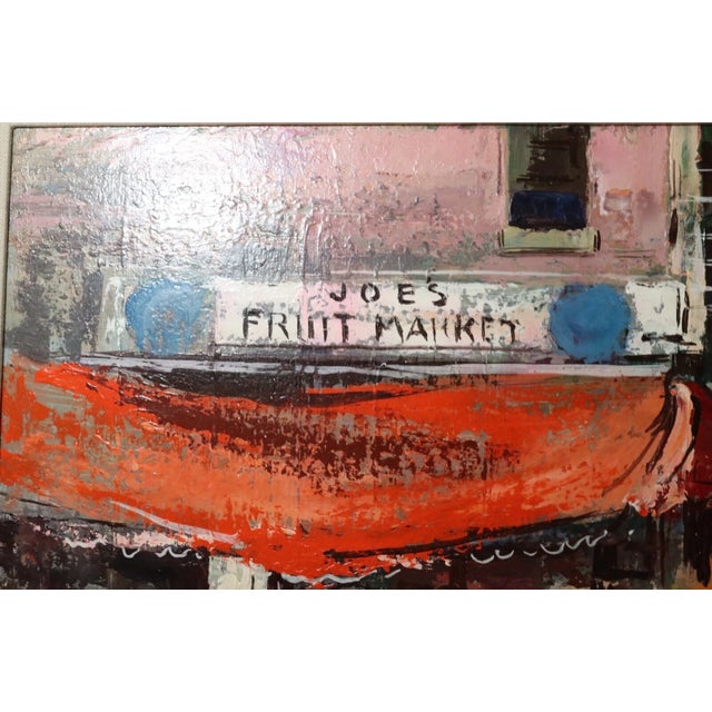 Orange Vintage George Schwacha Oil Board Fruit Market Cityscape Expressionism Painting For Sale - Image 8 of 12