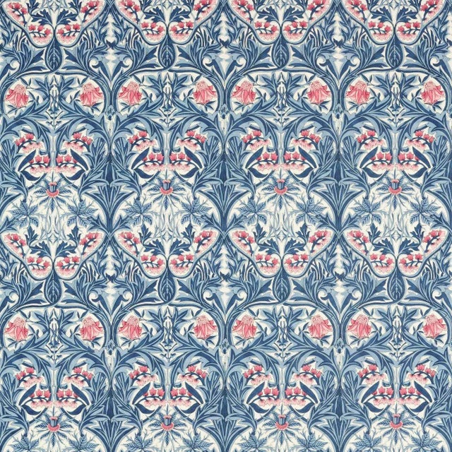 Morris & Co Bluebell Fabric in Indigo/Rose - a Sample For Sale