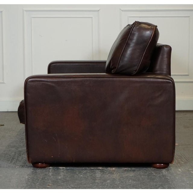 Vintage Brown Leather Two to Three Seater Sofa For Sale - Image 11 of 16