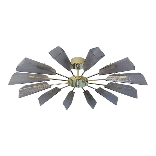 Ventilatore Style Chandelier With Murano Glass Tiles, Italy, 1980's. For Sale