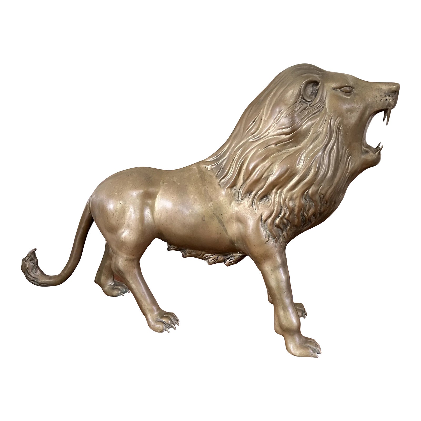 1970s Monumental Brass Handmade Vintage Lion Sculpture Sculpture Statue ...