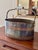 Metal Vintage Dresher Copper and Brass Oval Bucket or Cache Pot With Blue and White Handle For Sale - Image 7 of 9