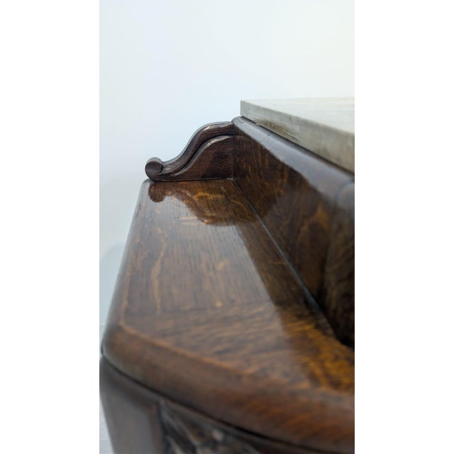 Art Nouveau Oak and Marble Cabinet, 1920s For Sale - Image 9 of 16