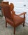 Rare Antique Victorian Carved Oak & Leather Throne Armchair With Matching Ottoman For Sale In Raleigh - Image 6 of 12