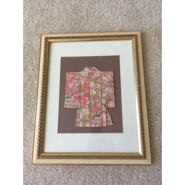 "Kimono, Joy of Spring" Hida Takayama Chiyogami (Yuzen Washi Paper) Art by E.Koby, Framed For Sale - Image 12 of 12