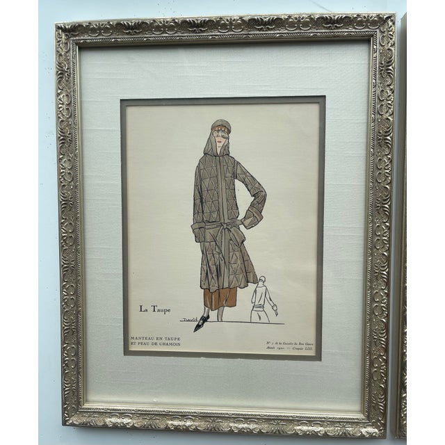 Museum - Quality Framed 1920s French Art Deco Pochoir Fashion Prints - Pair For Sale In Seattle - Image 6 of 11