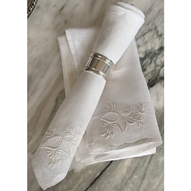 Late 20th Century Pomegranate Motif Fine Cotton Linen Napkins - Set of 8 For Sale - Image 5 of 15