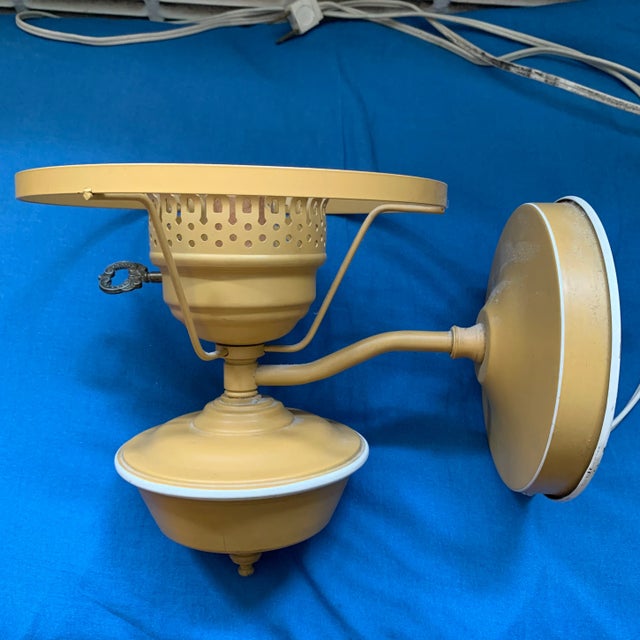 Mid-20th Painted Metal Wall Lamp With Chimney and White Hobnail Glass Shade For Sale - Image 4 of 13