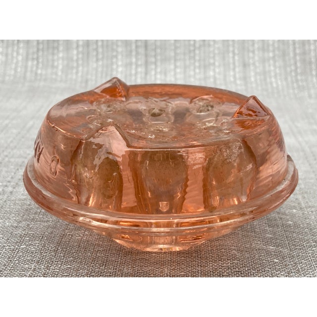 Glass Early 20th Century Pink Footed Depression Glass Flower Pin Frog For Sale - Image 7 of 12