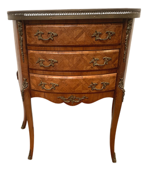 Louis XV Style Demi Lune Chest of Drawers with Marquetry and Cube Base, 20th Century