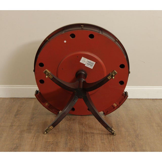 Ethan Allen Regency Style Round Leather Top Mahogany Rent Table For Sale - Image 17 of 18