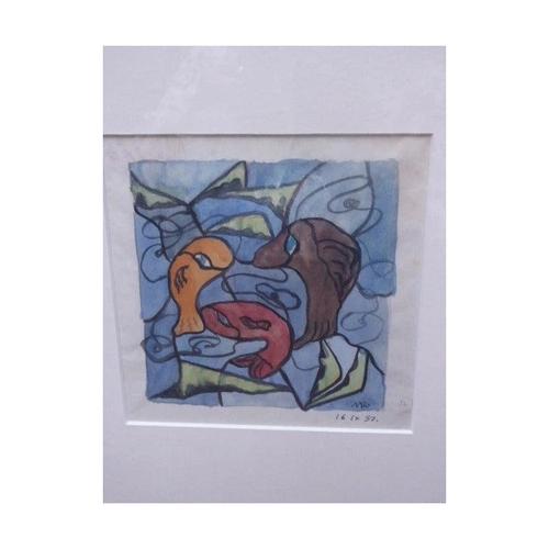 1950s Maria Rajecka, Pair of Expressive Composition, 1950, Watercolor, Framed For Sale - Image 5 of 13