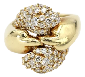 1980s 18k (750) Yellow Gold Natural Diamond Jose Hess Vintage Designer Ring, Size 5.5