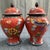 Pair of Vintage Chinese Cloisonné Dragon and Phoenix General Jars, Scarlet Red Cloud Enamel Lidded Chinoiserie Urns For Sale - Image 4 of 5