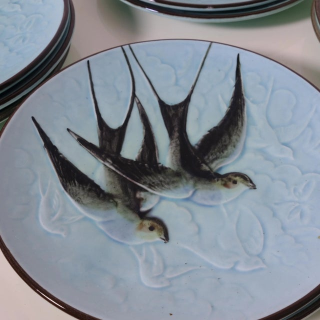Antique French Turquoise Earthenware Dessert Set, 1890s, Set of 12 For Sale - Image 15 of 18
