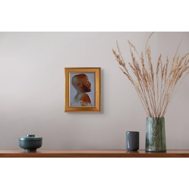 Unshaken by Kirsten Savage | Oil on panel Portrait of a man in profile For Sale - Image 4 of 5