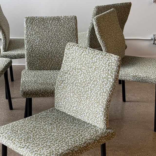Mid-Century Modern Set of 8 Mandarin Chairs Attributed to Ettore Sottsass for Knoll in Pollack Prosecco, Circa 1980s For Sale - Image 3 of 9