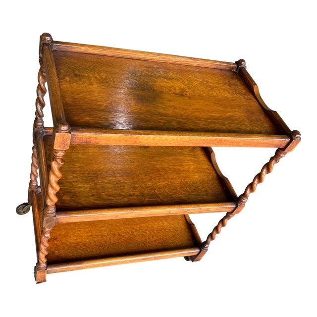 Antique Barley Twist Rolling Three Tier Tray TrolleyCart For Sale