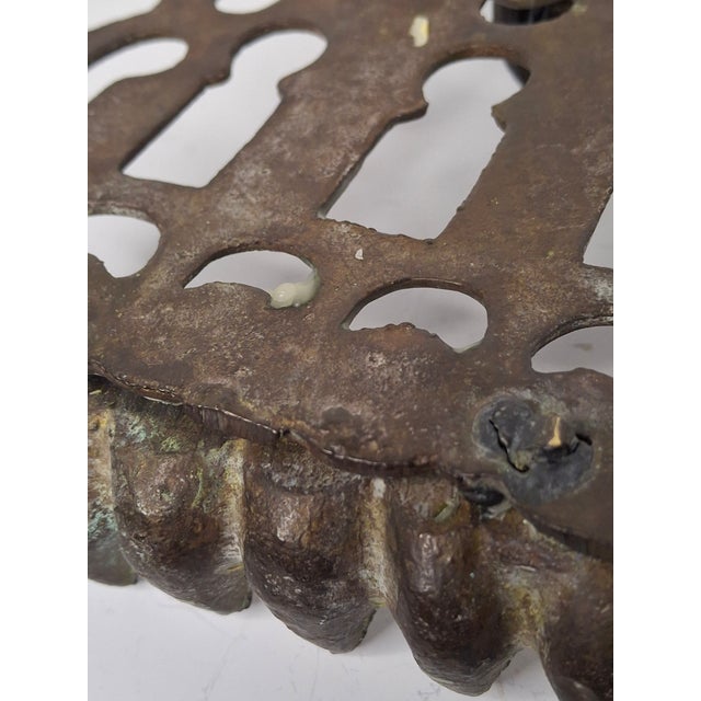 Metal Antique Moroccan Jewish Hanukkah Menorah Lamp | 19th C North African Cast Brass For Sale - Image 7 of 11