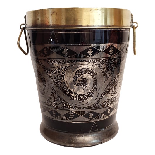 Glass and Brass Cooler, France, 1950s For Sale