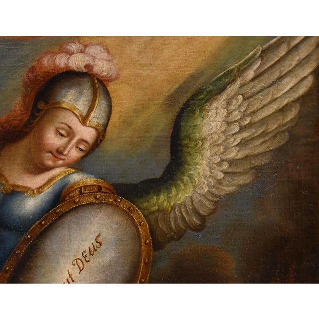 Juan Pedro López, Saint Michael the Archangel, 1760, Oil on Canvas, Framed For Sale - Image 13 of 17