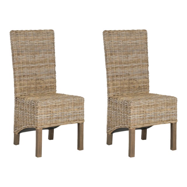 Harold 19''H Rattan Side Chair in Natural Unfinished - a Pair For Sale