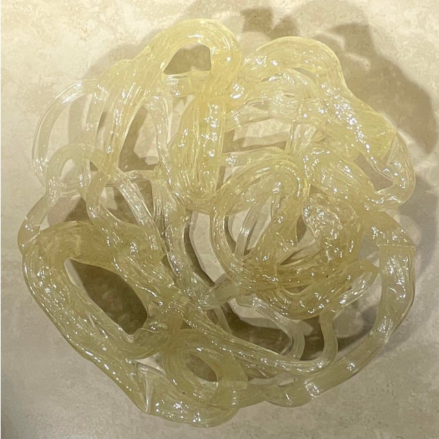 Cubism Pair of Vintage Murano Art Glass "Spaghetti" Decorative Discs, Wall Hanging For Sale - Image 3 of 12