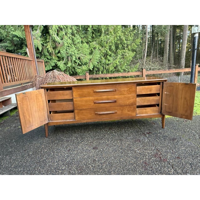 Broyhill Mid Century Modern Walnut Credenza / Long Dresser by Broyhill Premier, 1960's For Sale - Image 4 of 8