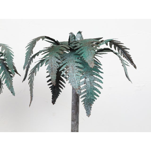 Pair of French Midcentury Palm Tree Sculptures in Black Tapering Pots For Sale - Image 4 of 10