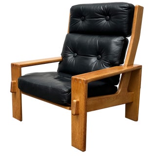 Mid-Century Model Bonanza Highback Leather Lounge Armchair by Esko Pajamies for Asko, Finland, 1960s For Sale
