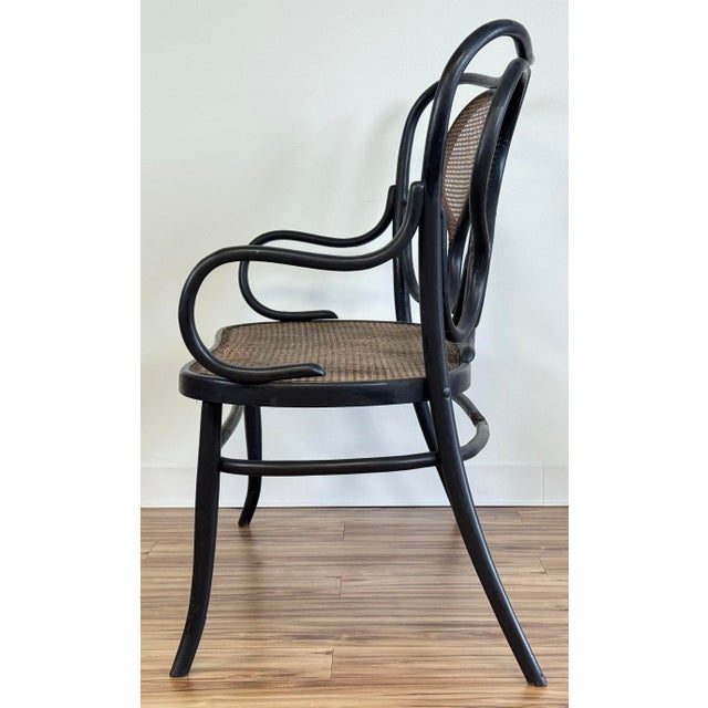 Mid 20th Century Vintage Bentwood Bench With Caned Seat For Sale - Image 5 of 15