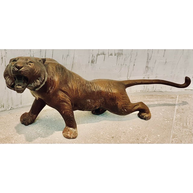 Vintage Early 20th Century Japanese Cast Bronze Japanese ‘Meiji Period Style’ Tiger For Sale - Image 11 of 12