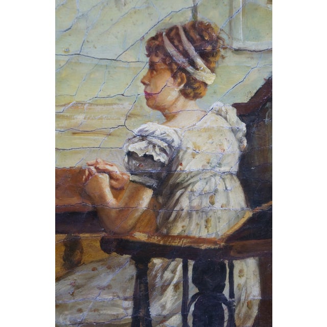 20th Century "The Keepsake" Regency Style Oil Painting After Charles Haigh Wood For Sale - Image 4 of 11