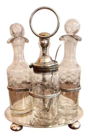 Antique Edwardian Silver Plate Cruet Set, 1900, Set of 5