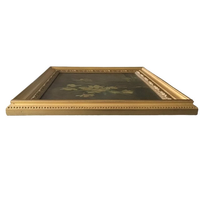 Vintage English Framed Oil Painting of Daffodils in a Brown Jar For Sale In New York - Image 6 of 9