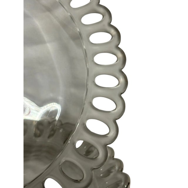 Transparent 1990s German Crystal Salad Plates W/ Silver Frosted, Pierced Edge, Set of 6 For Sale - Image 8 of 10