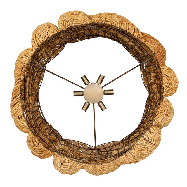 Tan Jamie Young Large Anguilla Chandelier in Cream Wood Beads For Sale - Image 8 of 10