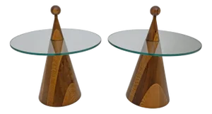 Modern Italian Walnut Conical Coffee Tables, 1970s, Set of 2